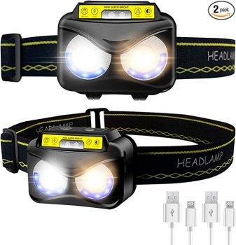 2-Pack Rechargeable Super Bright White Yellow Waterproof Headlight $16.19 (Reg $26)