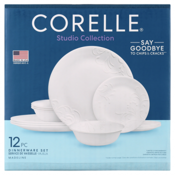 Corelle Madeline Embossed, 12 Piece, White, Dinnerware Set ONLY $36.68 Shipped.