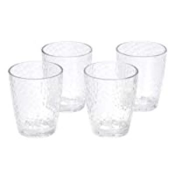 Amazon Basics Tritan Hammered Texture Double Old Fashioned Glasses