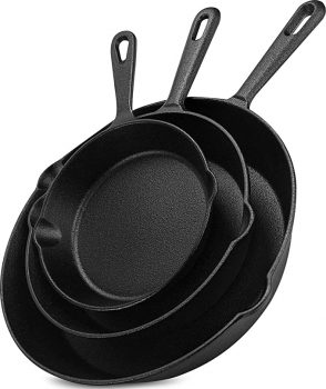 3-Piece Utopia Kitchen Pre-Seasoned Cast Iron Skillet Set For $22.94 (Was $40.99) + Free Prime Shipping