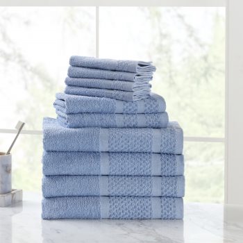 Mainstays 10 Piece Solid Dyed Cotton Bath Towel Set ONLY $12.74 (Reg $25)