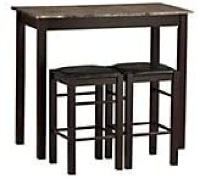 Linon Brown 3-Piece Table Faux Marble Tavern Set