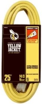 Yellow Jacket 2886 UL Listed 14/3 15 Amp 25ft Extension Cord