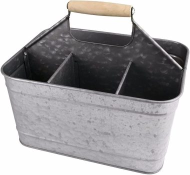 Benjara Galvanized Metal Sturdy Carry All Serveware