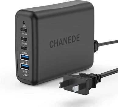 CHANEDE 120W Compact 5 Port USB-C Charging Station