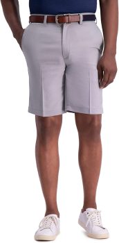 Haggar Mens Cool 18 Straight Fit Flat Front Shorts