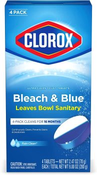 4CT Clorox Ultra Clean Toilet Tablets Bleach & Blue 2.47oz