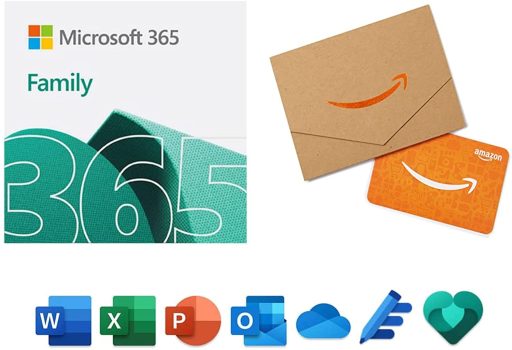 Microsoft 365 Family 12Mo Subscription Digital + $50 Amazon GC