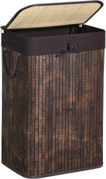 SONGMICS Bamboo Laundry Hamper with Lid 72L