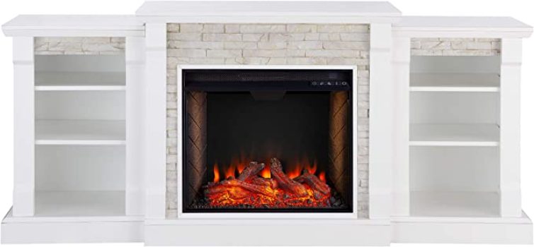 SEI Furniture Gallatin Faux Stone Alexa-Enabled Electric Fireplace