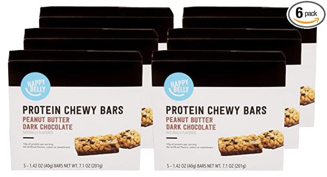 Amazon Brand Happy Belly Protein Chewy Bars 30-Count