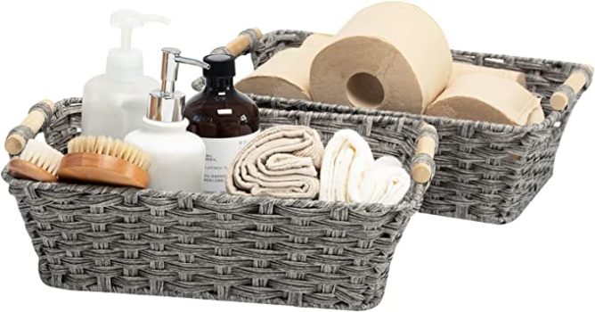 2PK ELONG HOME Wicker Baskets 15-in Woven Storage Basket