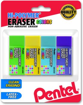 4-Pack Pentel Hi-Polymer Block Eraser Small ZEH05CRBP4M