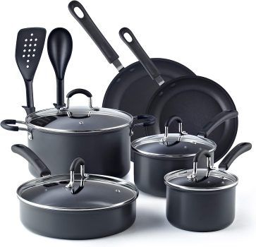 Cook N Home 02597 12-Pcs Nonstick Hard Anodized Cookware Set