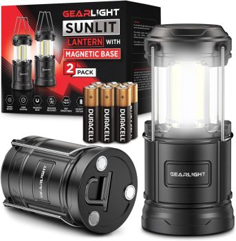 2-Pack GearLight Sunlit Camping Lantern with Magnetic Base