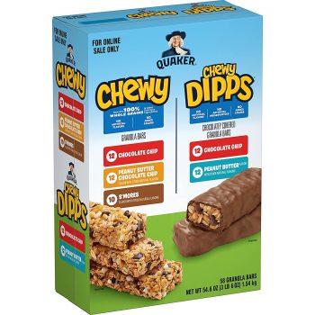 58-Pack Quaker Chewy Granola Bars, Chewy & Dipps Variety Pack