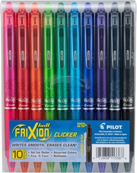 10CT PILOT FriXion Clicker Erasable, Refillable & Retractable Gel Pens