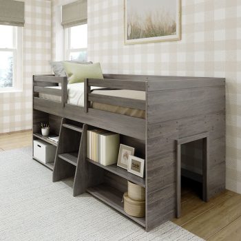 Max & Lily Modern Farmhouse Low Loft Bed w/1 Drawer