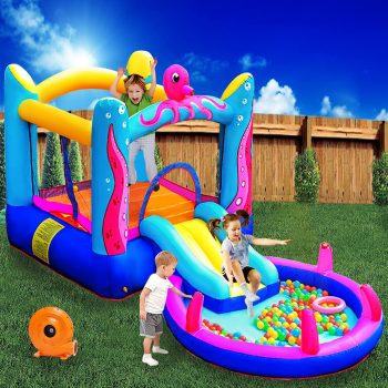 TiliKuly Inflatable Kids Bounce House w/350w Blower Spray