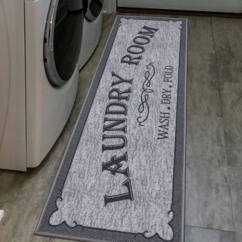 Ottomanson Non-Slip Rubberback Laundry Text Design 2×5 Runner Rug