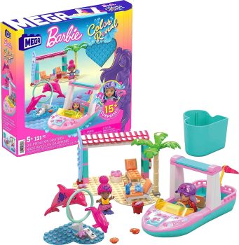 MEGA Barbie Color Reveal Dolphin Exploration Toy Building Set