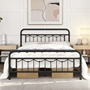 Amazon.com: Yaheetech Queen Size Metal Bed Frame with Vintage Headboard for $74.01( was $139.99 )