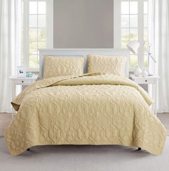 VCNY Shore Seashell Coastal Microfiber Pinsonic 3pc Quilt Set, Queen