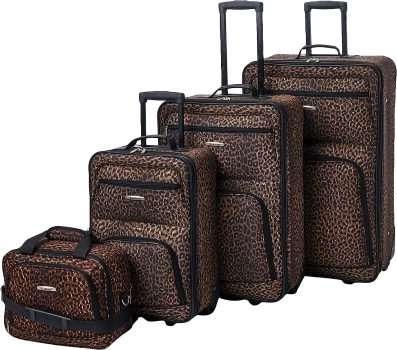 Rockland Jungle Softside Upright Luggage Set New Heart 4-Piece