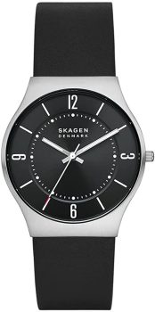 Skagen Men’s Grenen in Black Leather Strap Watch, 37mm