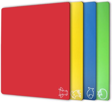 4-Pc Fotouzy Plastic Cutting Board Flexible Mats w/Food Icons