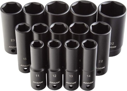 14-Pc Arcan Professional Tools 1/2-in Drive Deep Impact Socket Set