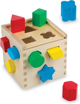 Melissa & Doug Shape Sorting Cube Classic Wooden Toy