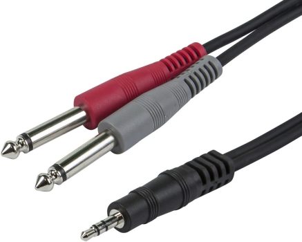 Monoprice 1/8-in TRS Male to Dual 1/4-in TS Male Cable 5-Ft