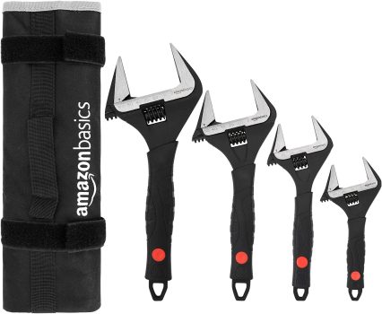 Amazon Basics 4-Piece Plumbing Adjustable Wrench Set
