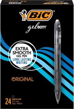 24CT BIC Gel-ocity Original Black Gel Pens 0.7mm