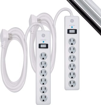 2-Pack GE 6-Outlet Surge Protector w/10 Ft Extension Cord