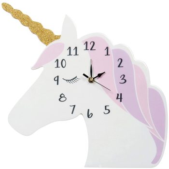 Unicorn Wall Clock for Baby Nursery and Kids Rooms