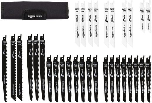 Amazon Basics Reciprocating Saw Blade Set w/Organizer Pouch 32-Pc