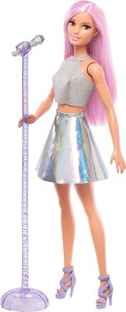 Barbie Pop Star Doll In Iridescent Skirt w/Microphone and Pink Hair