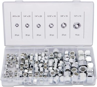 NEIKO 50432A Hex Nut Assortment Set, 150Pc Nylon Locking Nuts