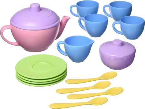 Green Toys Tea Set Pink 4C 17 Piece Pretend Play