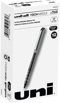 12-Pack Uni-Ball Vision Needle Rollerball Pens Fine Point, 0.7mm
