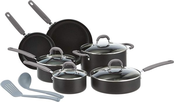 Amazon Basics Hard Anodized Non-Stick 12-Piece Cookware Set