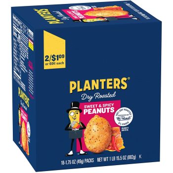 18-Pack Planters Sweet and Spicy Dry Roasted Peanuts 1.75oz
