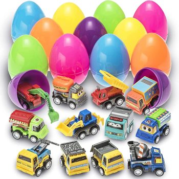 12-Pk Prextex Toy Filled Easter Eggs & Construction Vehicles