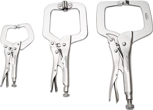 Amazon Basics 3-Piece C-Clamp Locking Pliers Set