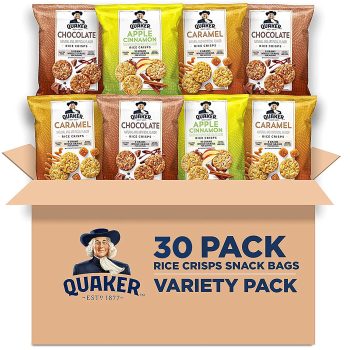 30-Pk Quaker Rice Crisps, Gluten Free, 3 Flavor Sweet Variety Mix 0.91oz