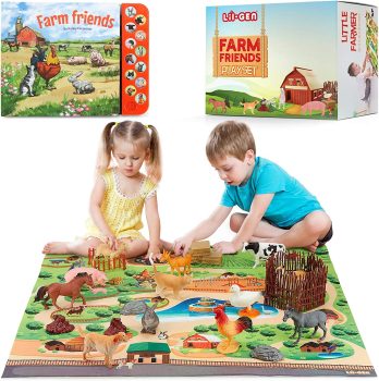 22-Pc Lil-Gen Farm Animals Toys w/Educational Animal Sound Book