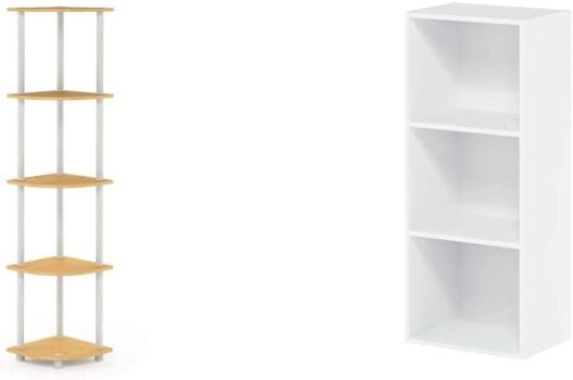Furinno Turn-N-Tube 5 Tier Corner Display Rack w/Luder Bookcase
