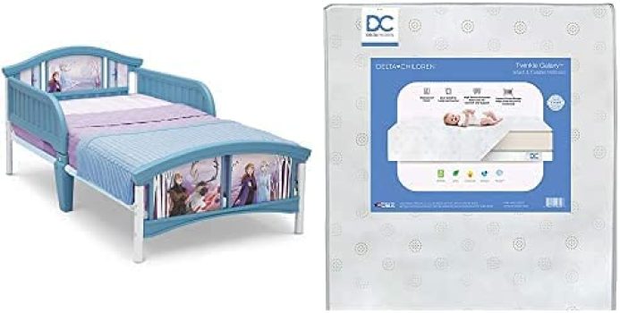 Delta Children Disney Frozen II Plastic Toddler Bed w/Mattress